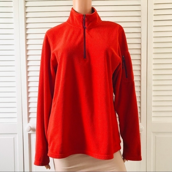 2/$25 ORVIS Trout Bum Orange 1/4 Zip Pullover Fleece Size Large - Picture 1 of 10